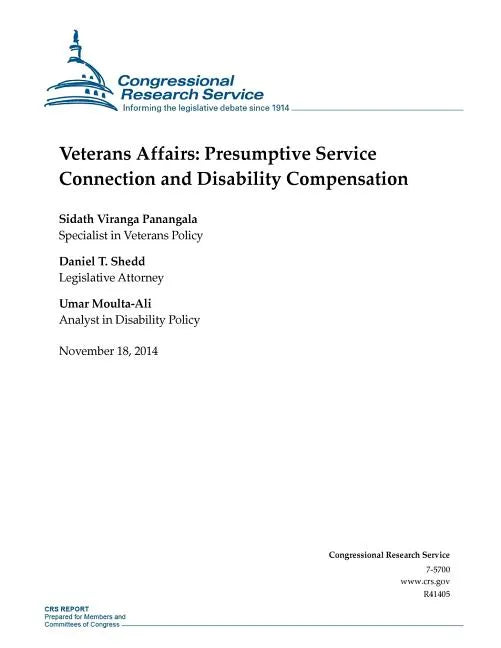 Veterans Affairs: Presumptive Service Connection and Disability Compensation - Paperback