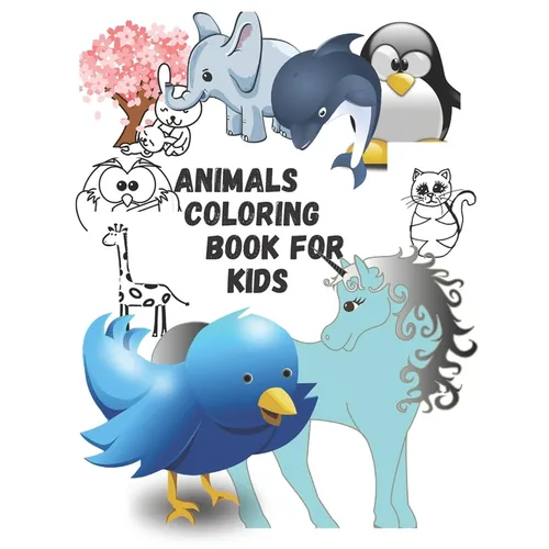 animals coloring book for kids: coloring book for kids ages 4-6 with black lined 60 pages 6x9inshes - Paperback