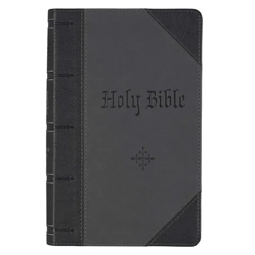 KJV Bible Giant Print Standard-Size (Faux Leather, Black/Gray) - Imitation Leather