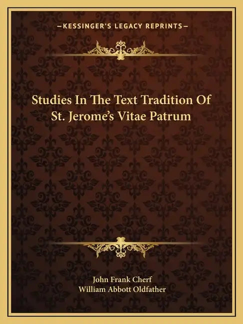 Studies in the Text Tradition of St. Jerome's Vitae Patrum - Paperback