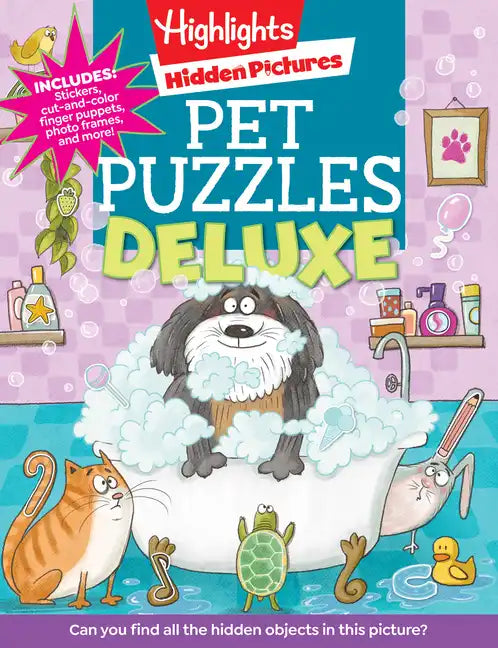 Pet Puzzles Deluxe: 600+ Hidden Objects to Find, Animal Stickers for Kids, Dogs, Cats, Pets and More - Paperback