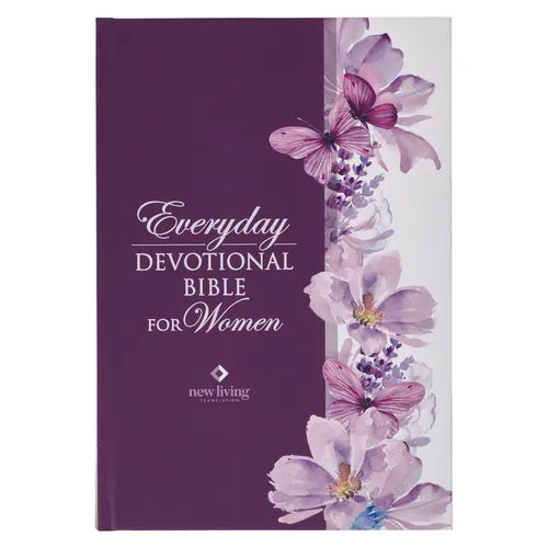 NLT Holy Bible Everyday Devotional Bible for Women New Living Translation, Purple Floral Printed - Hardcover