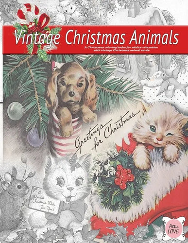 Greeting for Christmas (vintage Christmas animals) A Christmas coloring book for adults relaxation with vintage Christmas animal cards: Old fashioned - Paperback