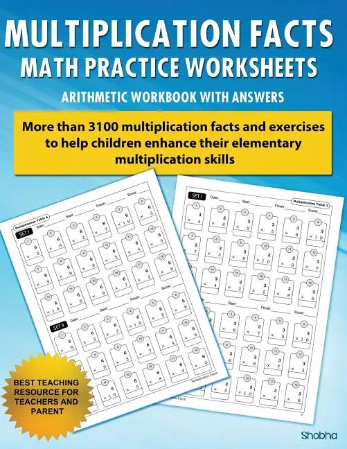 Multiplication Facts Math Worksheet Practice Arithmetic Workbook With Answers: Daily Practice guide for elementary students - Paperback