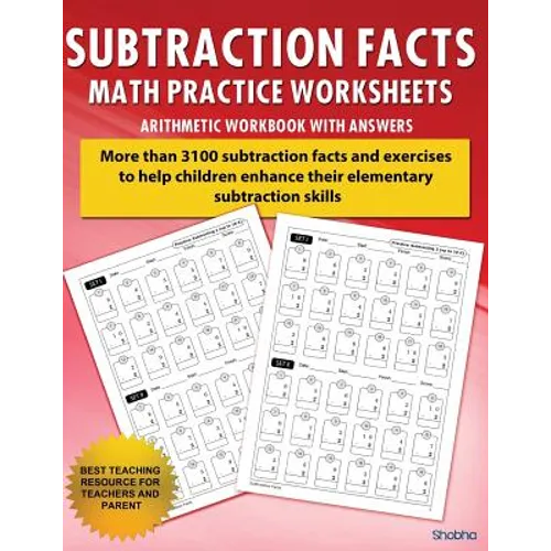 Subtraction Facts Math Practice Worksheet Arithmetic Workbook With Answers: Daily Practice guide for elementary students and other kids - Paperback
