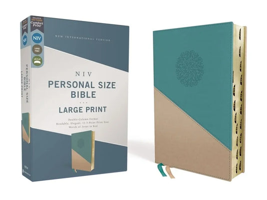 Niv, Personal Size Bible, Large Print, Leathersoft, Teal/Gold, Red Letter, Thumb Indexed, Comfort Print - Imitation Leather