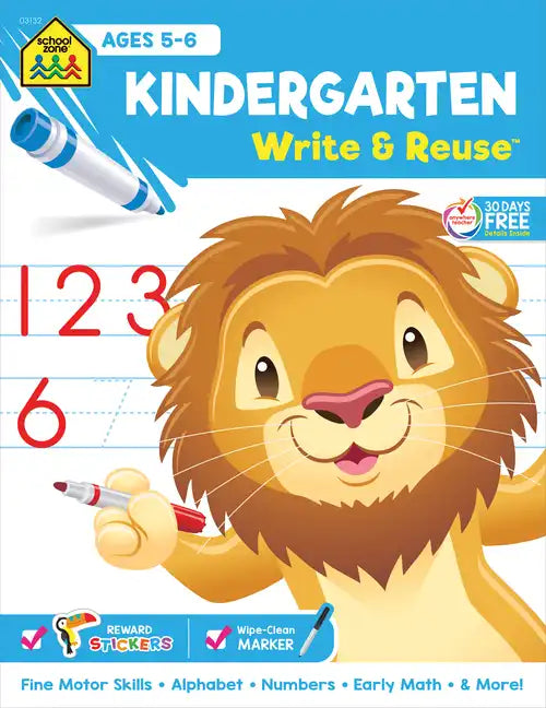 School Zone Kindergarten Write & Reuse Workbook - Paperback