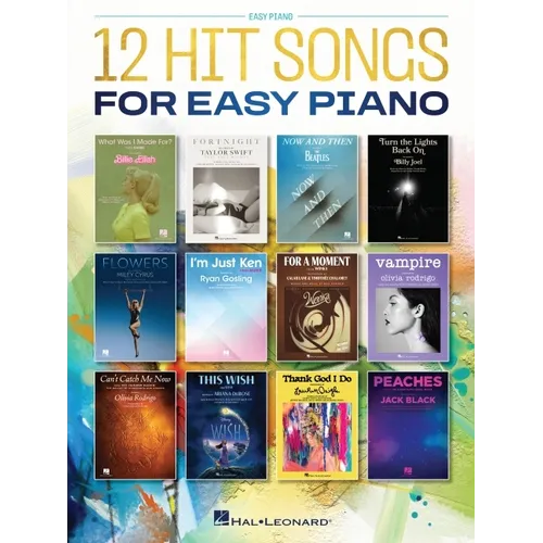 12 Hit Songs for Easy Piano - Songbook with Lyrics - Paperback