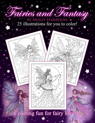 Fairies and Fantasy by Molly Harrison: Coloring for Adults and Older Fairy Lovers! - Paperback