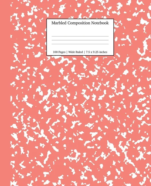 Marbled Composition Notebook: Coral Pink Marble Wide Ruled Paper Subject Book - Paperback