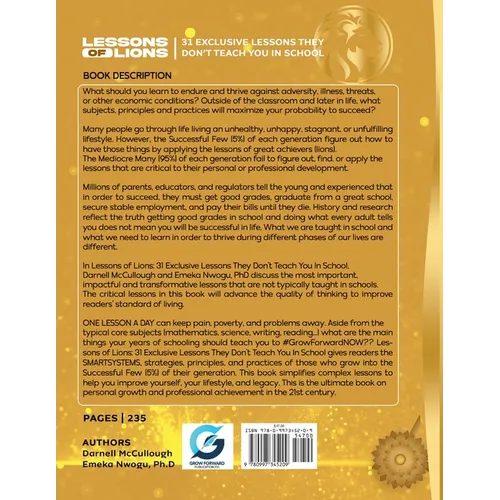Lessons of Lions: 31 Exclusive Lessons They Don't Teach You In School - SPECIAL EDITION - Paperback