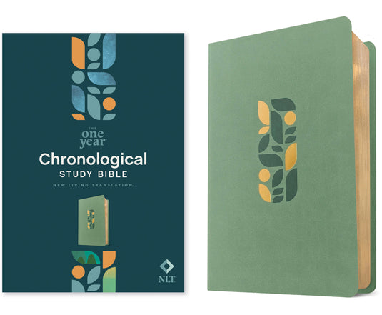 NLT One Year Chronological Study Bible (Leatherlike, Sage Green Mosaic) - Imitation Leather