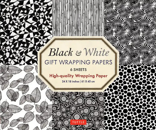 Black & White Gift Wrapping Papers - 6 Sheets: 24 X 18 Inch (61 X 45 CM) Wrapping Paper - Paperback