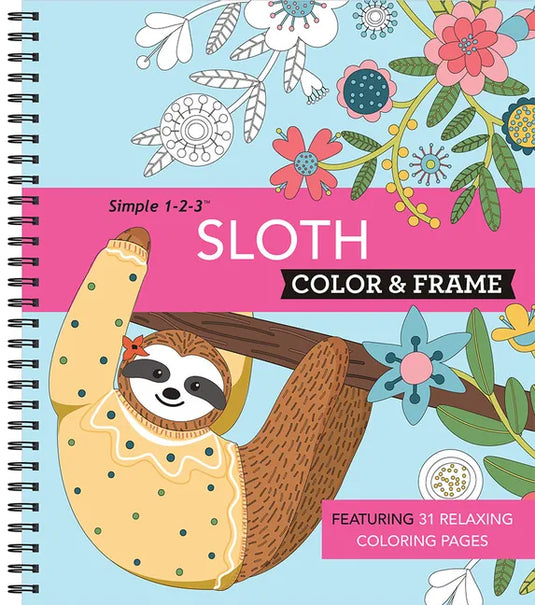 Color & Frame - Sloth (Adult Coloring Book) - Spiral