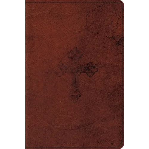 ESV Compact Bible (Trutone, Walnut, Weathered Cross Design) - Imitation Leather