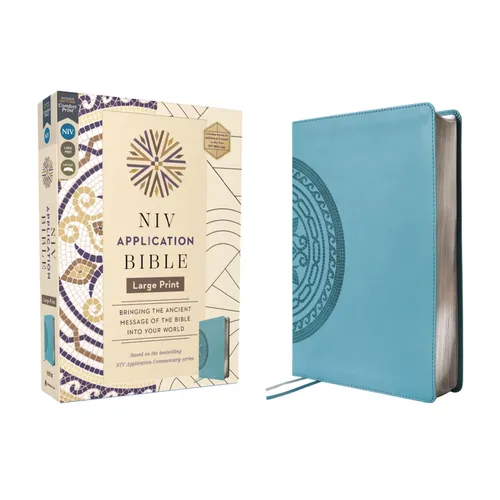 NIV Application Bible, Large Print, Leathersoft, Teal, Red Letter, Comfort Print: Bringing the Ancient Message of the Bible Into Your World - Imitation Leather