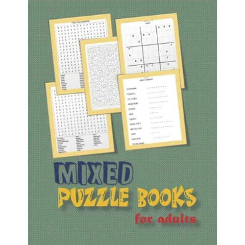 Mixed puzzle books for adults: word search, sudoku hard, Number searches, scramble, and mazes 8,5