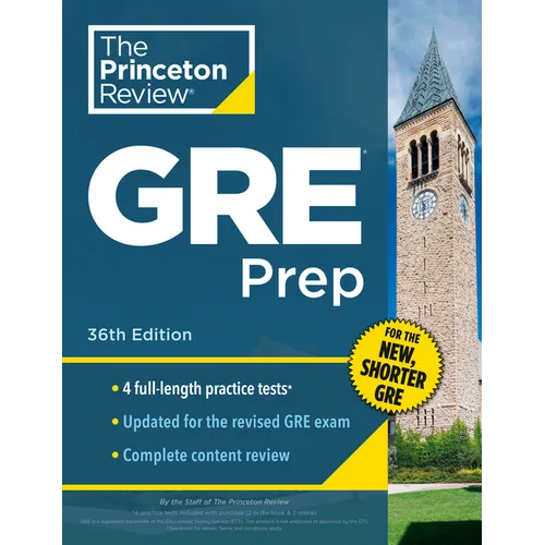 Princeton Review GRE Prep, 36th Edition: 4 Practice Tests + Review & Techniques + Online Features - Paperback