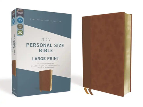 Niv, Personal Size Bible, Large Print, Leathersoft, Brown, Red Letter Edition, Comfort Print - Imitation Leather