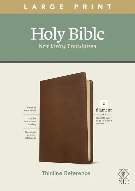 NLT Large Print Thinline Reference Bible, Filament Enabled Edition (Red Letter, Leatherlike, Rustic Brown) - Imitation Leather