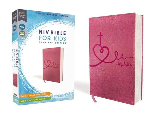 Niv, Bible for Kids, Leathersoft, Pink, Red Letter, Comfort Print: Thinline Edition - Leather