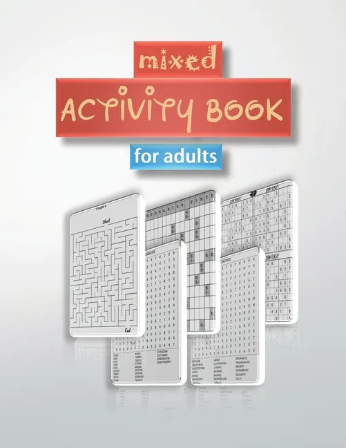mixed activity book for adults: word search, sudoku hard, Number searches, scramble, and mazes 8,5