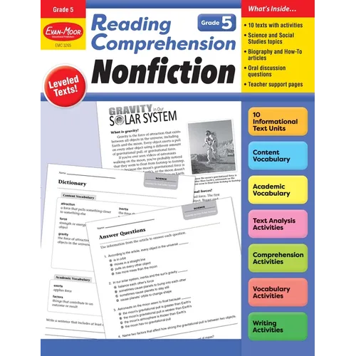 Reading Comprehension: Nonfiction, Grade 5 Teacher Resource - Paperback