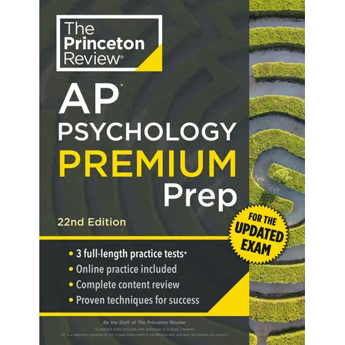Princeton Review AP Psychology Premium Prep, 22nd Edition: For the New 2025 Exam: 3 Practice Tests + Digital Practice + Content Review - Paperback
