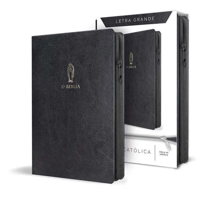 La Biblia Católica Letra Y Tamaño Grande. Símil Piel Negra, Cremallera / Catholic Bible in Spanish Black Leathersoft with Zipper - Paperback