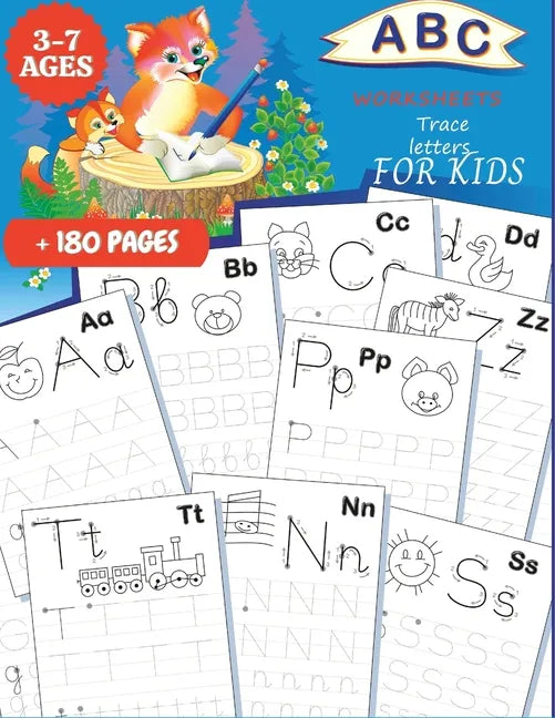 ABC Worksheets: TRACE LETTERS FOR KIDS 3-7 AGES: Practice for Kids with Pen Control, Line Tracing, Fun Book to Practice Writing, Trace - Paperback