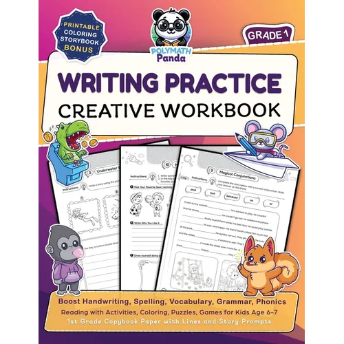 Writing Practice Creative Workbook for Grade 1: Boost Handwriting, Spelling, Vocabulary, Grammar, Phonics, & Reading with Activities, Coloring, Puzzle - Paperback