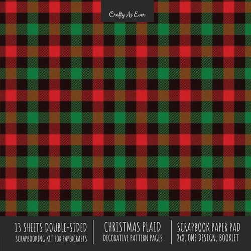 Christmas Plaid Scrapbook Paper Pad 8x8 Scrapbooking Kit for Cardmaking Gifts, DIY Crafts, Printmaking, Papercrafts, Holiday Decorative Pattern Pages - Paperback