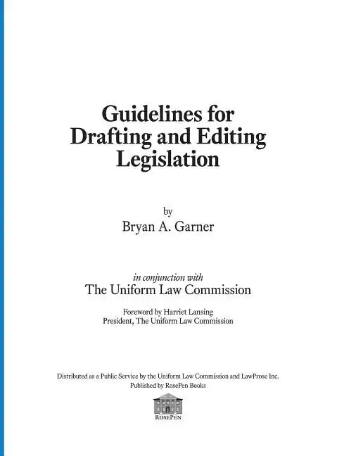Guidelines for Drafting and Editing Legislation - Hardcover