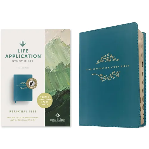 NLT Life Application Study Bible, Third Edition, Personal Size (Leatherlike, Teal Blue, Indexed, Red Letter) - Imitation Leather