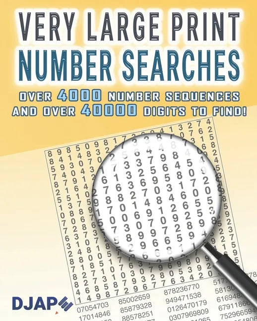 Very Large Print Number Searches: Over 4000 number sequences and over 40000 digits to find! - Paperback