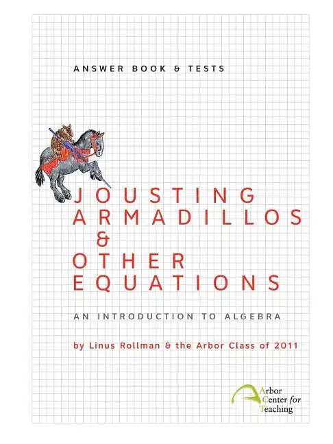 Jousting Armadillos & Other Equations: Answer Book & Tests - Paperback