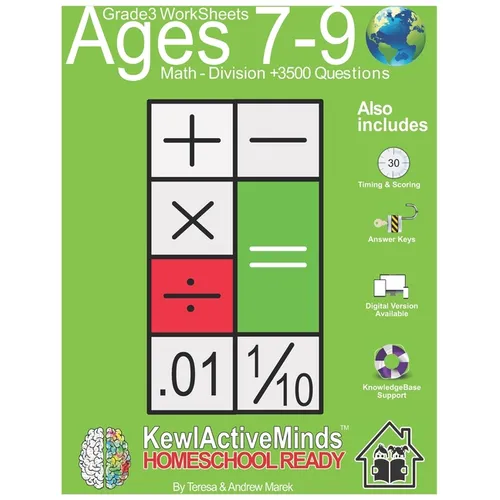 Grade 3 Worksheets - Math Division, HomeSchool Ready +3500 Questions: Includes Timing & Scoring, Answer Keys, Knowledgebase Support - Paperback