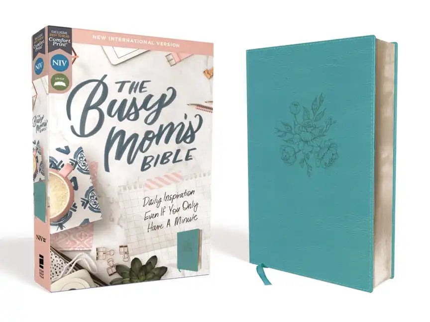 Niv, Busy Mom's Bible, Leathersoft, Teal, Red Letter Edition, Comfort Print: Daily Inspiration Even If You Only Have One Minute - Imitation Leather