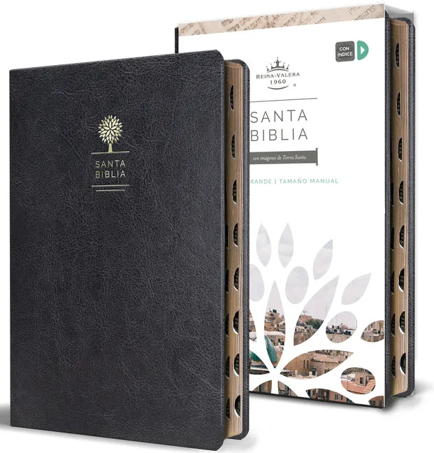 Biblia Reina Valera 1960 Letra Grande. Símil Piel Negro, Índice, Tamaño Manual / Spanish Bible Rvr 1960. Handy Size, Thumb Index, Large Print, Black L - Paperback