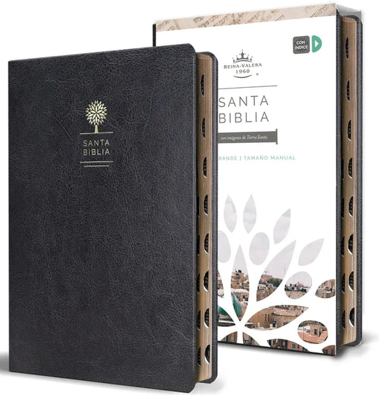 Biblia Reina Valera 1960 Letra Grande. Símil Piel Negro, Índice, Tamaño Manual / Spanish Bible Rvr 1960. Handy Size, Thumb Index, Large Print, Black L - Paperback