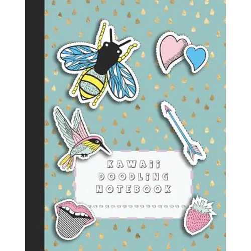 Kawaii doodling notebook: A large composition notebooks with colouring pages for the school dreamer who likes to doodle whilst studying - Turquoise an - Paperback