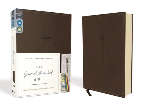 NIV, Journal the Word Bible, Imitation Leather, Brown, Red Letter Edition, Comfort Print: Reflect, Take Notes, or Create Art Next to Your Favorite Ver - Imitation Leather