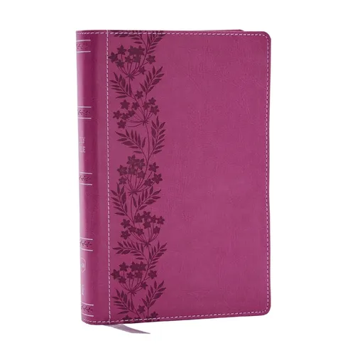 NKJV Personal Size Large Print Bible with 43,000 Cross References, Pink Leathersoft, Red Letter, Comfort Print - Imitation Leather