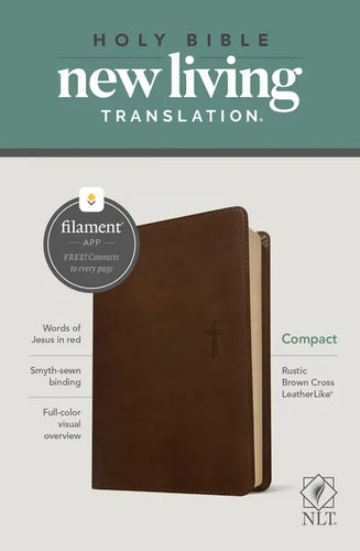NLT Compact Bible, Filament Enabled (Leatherlike, Rustic Brown, Red Letter) - Imitation Leather