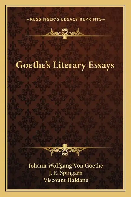 Goethe's Literary Essays - Paperback
