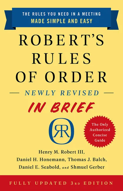 Robert's Rules of Order Newly Revised in Brief, 3rd Edition - Paperback