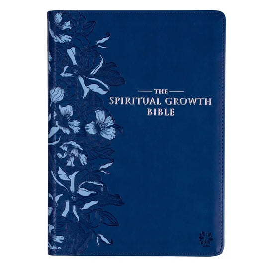 The Spiritual Growth Bible, Study Bible, NLT - New Living Translation Holy Bible, Faux Leather, Navy - Leather