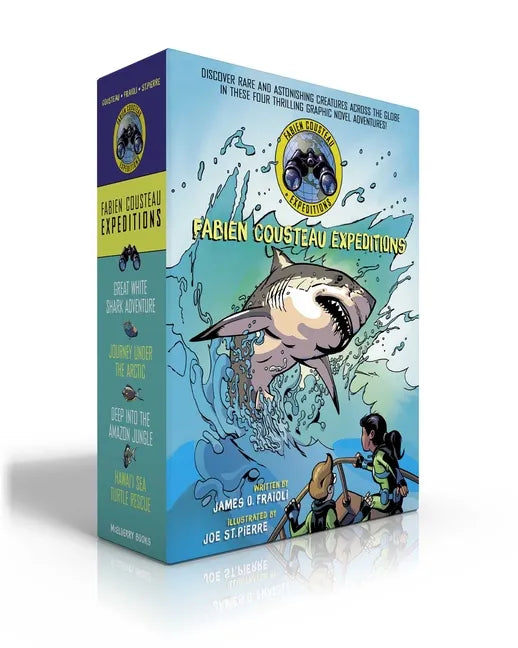 Fabien Cousteau Expeditions (Boxed Set): Great White Shark Adventure; Journey Under the Arctic; Deep Into the Amazon Jungle; Hawai'i Sea Turtle Rescue - Hardcover