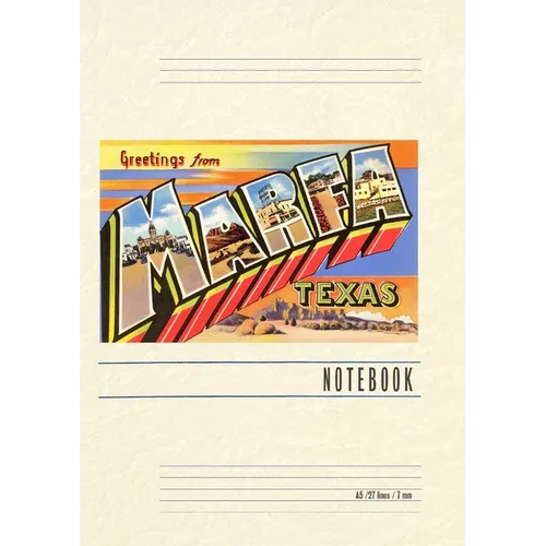 Vintage Lined Notebook Greetings from Marfa, Texas - Paperback