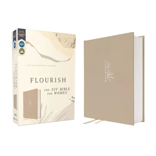 Flourish: The NIV Bible for Women, Cloth Over Board, Cream, Comfort Print - Hardcover